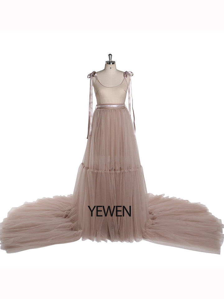 Ärmelloses, sexy Abendkleid mit V-Ausschnitt und Schlitz für Fotoshootings YW2025
