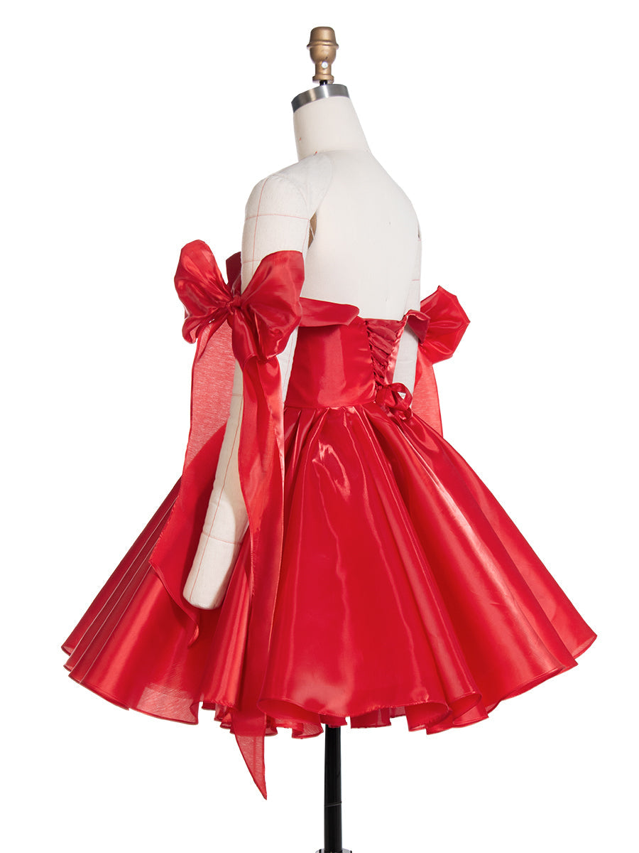 Schleife Akzent Herzausschnitt Kurzes Mini Homecoming Kleider Rot Weihnachtsfeier Kleid YW243100 