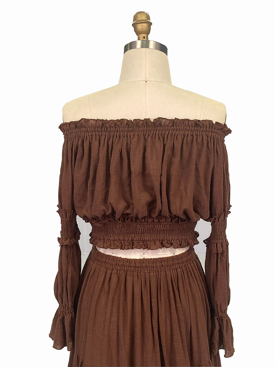 Two Pieces Set Dress , Adjustable Waist ,Woman Boho Photo Shoot Dresses