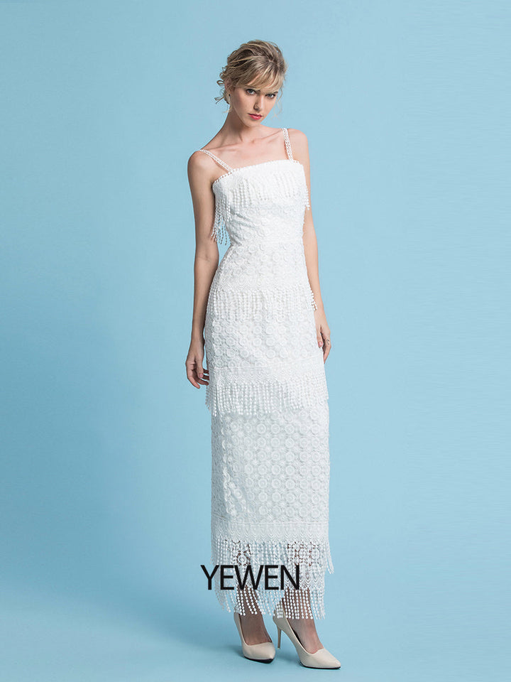 Boho Spitzen Brautkleid Schickes Bohemian Brautkleid Schlichtes Strandhochzeitskleid 