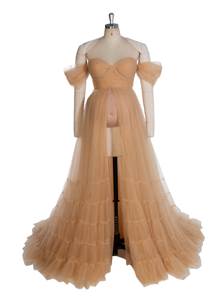 Elegantes Tüll-Fotoshooting-Kleid, Umstandskleid für Fotoshootings, YW231018 
