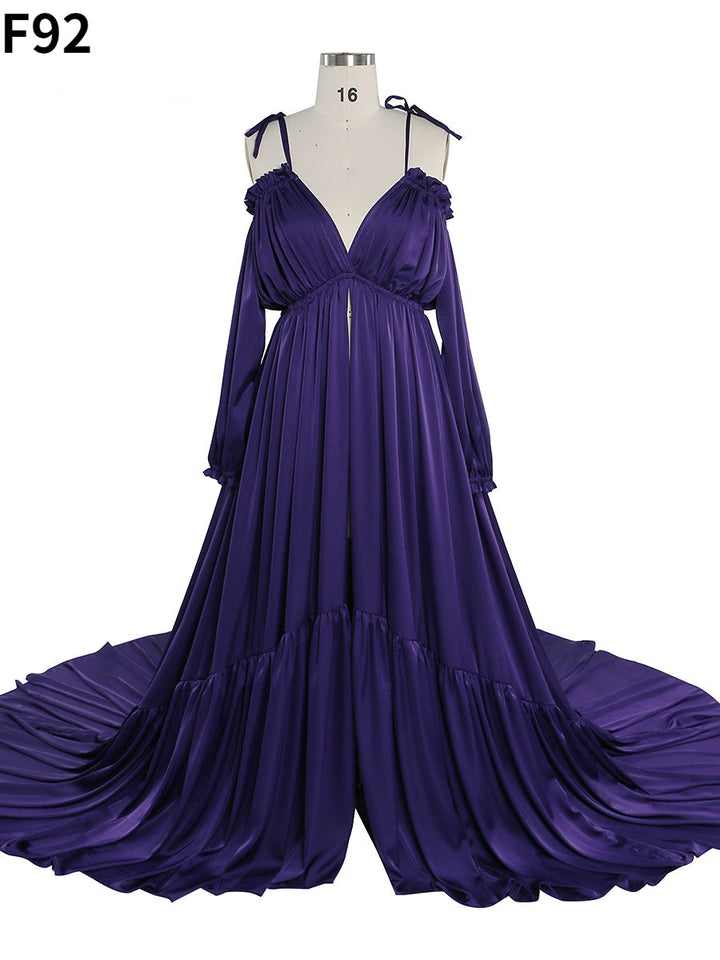 Sexy schulterfreies Umstandsabendkleid, lang, für schwangere Frauen, schickes Schwangerschaftskleid, elegantes Maxikleid für Fotoshootings, DY21721 