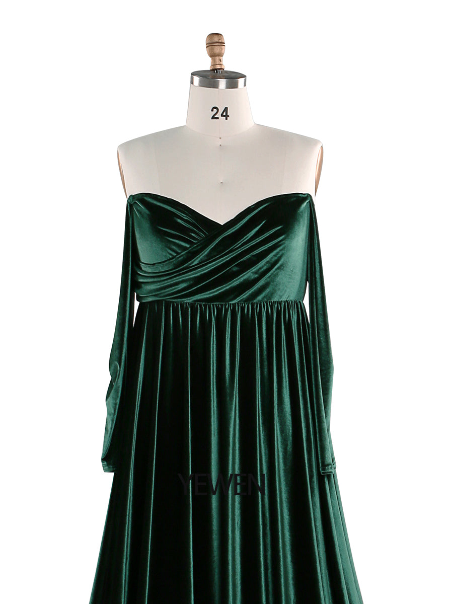 Stretch-Samt-Boho-Kleid für Damen in Übergröße, lange Ärmel, zauberhaftes Kleid für besondere Momente, Schwangerschafts-Fotoshootings, Kleid YEWEN YW220827 