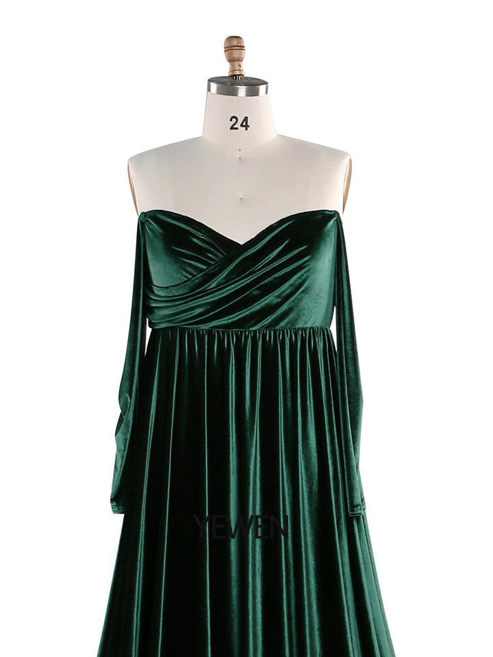 Stretch-Samt-Boho-Kleid für Damen in Übergröße, lange Ärmel, zauberhaftes Kleid für besondere Momente, Schwangerschafts-Fotoshootings, Kleid YEWEN YW220827 