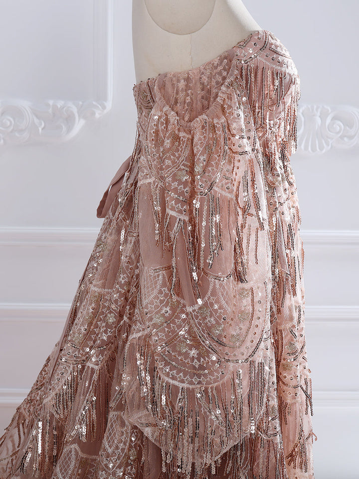 Strapless Sweetheart, Bling Sequins Dress ,Woman Photography , Props Gown