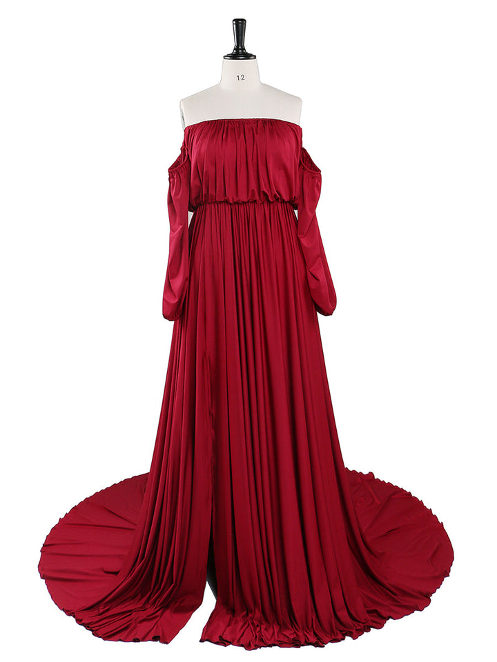 Trägerloses Umstandsabendkleid, lang, für Schwangere, ausgefallenes Schwangerschafts-Elegence-Maxikleid, Kleider für Fotoshootings, YW220109