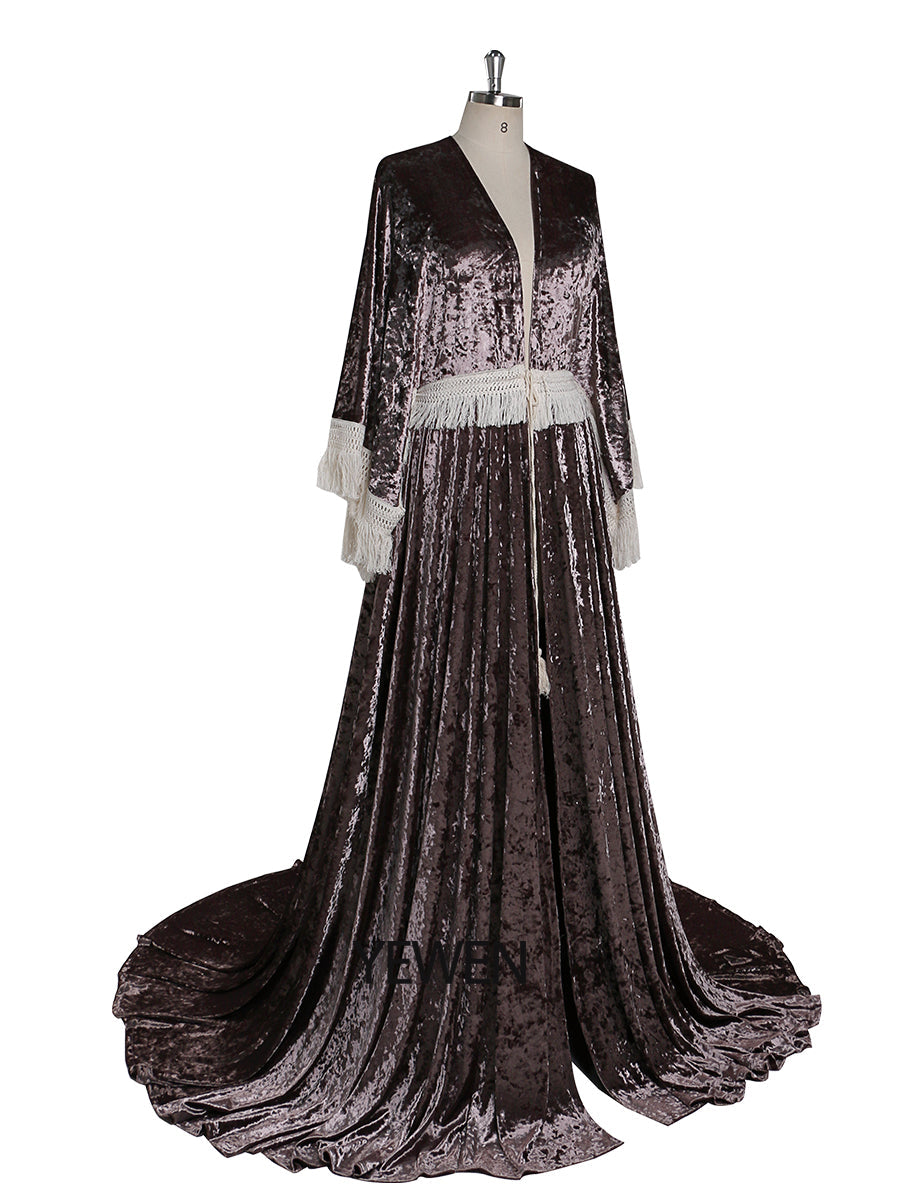 Stretch-Samt-Boho-Kleid, zauberhaftes Kleid für besondere Momente, Schwangerschafts-Fotoshootings, Kleid YEWEN YW220820 