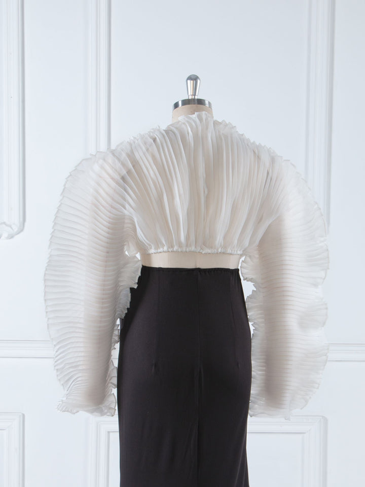 2-teiliges Set aus plissierten Organza-Oberteilen mit dehnbarem Rock, Umstandskleider für Fotoshootings, Babyparty-Kleider, YW243163