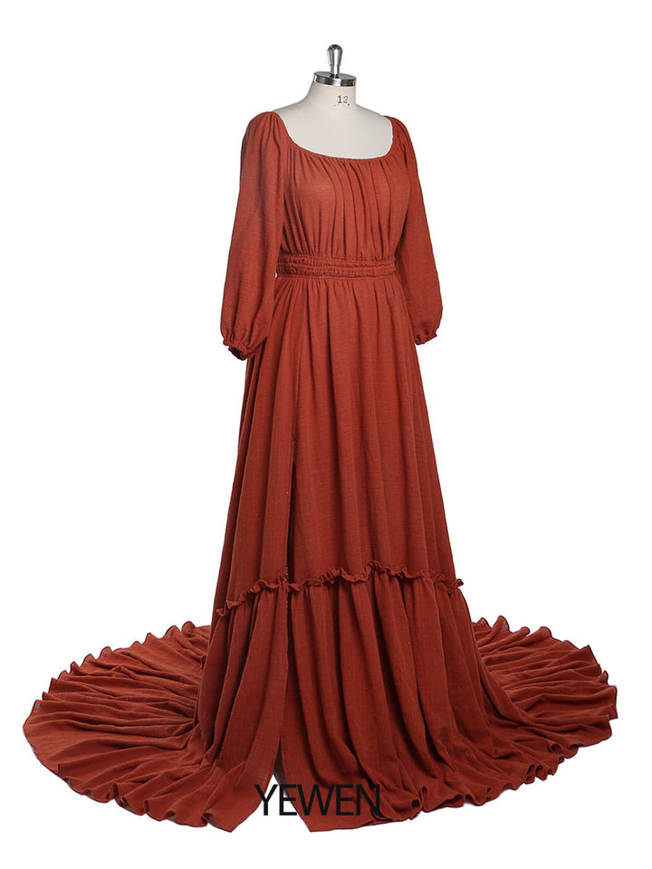 Versandfertig - Schulterfreies Kleid mit langen Ärmeln für die Fotografie, für Schwangere, Babyparty, YD21812