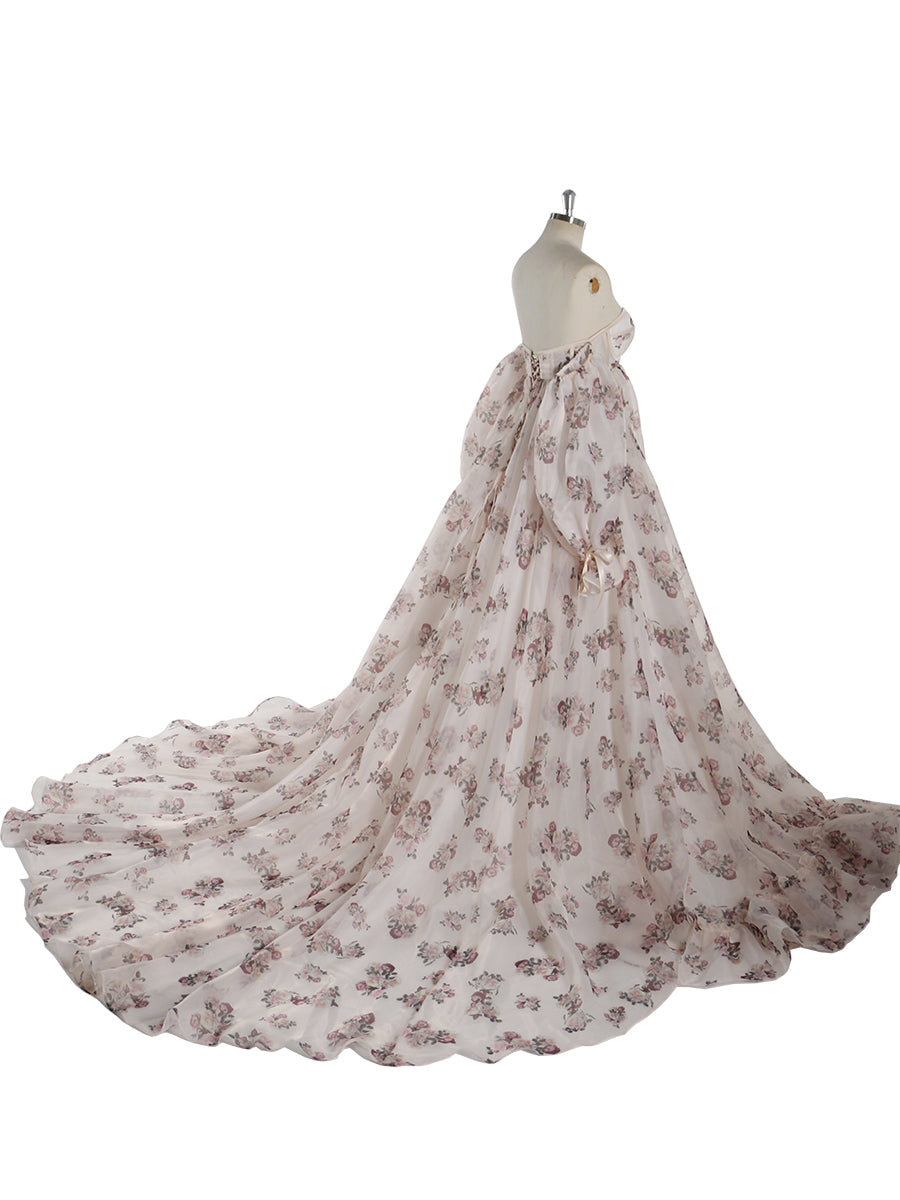 Neues Umstands-Fotoshooting-Kleid aus Organza mit Blumenmuster YW240058 