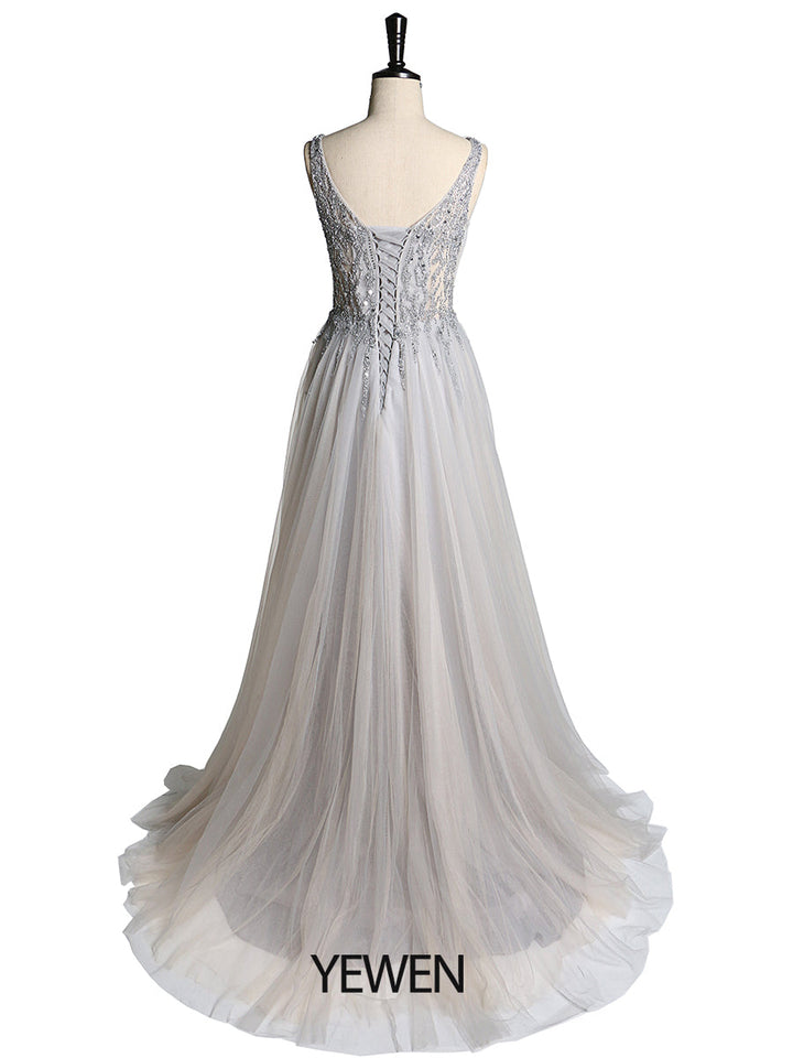 V-Neck Beaded Evening Dresses Prom Dress Elegant Sleeveless Maxi Dress Photo Shoot Dress