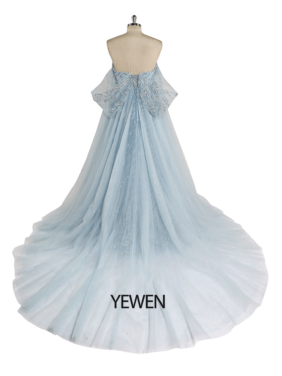 Abendkleid aus Tüll mit funkelnden Pailletten und hoher Taille, Umstandskleid für Fotoshootings, Fotografie-Requisiten, Schnürung am Rücken, YEWEN 
