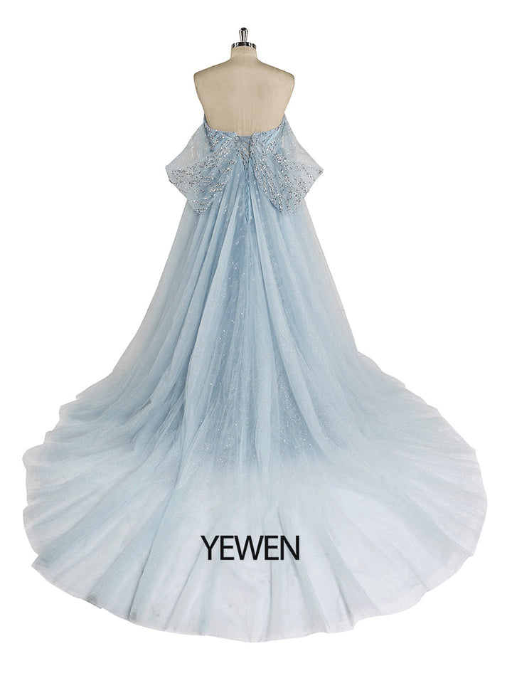 Abendkleid aus Tüll mit funkelnden Pailletten und hoher Taille, Umstandskleid für Fotoshootings, Fotografie-Requisiten, Schnürung am Rücken, YEWEN 