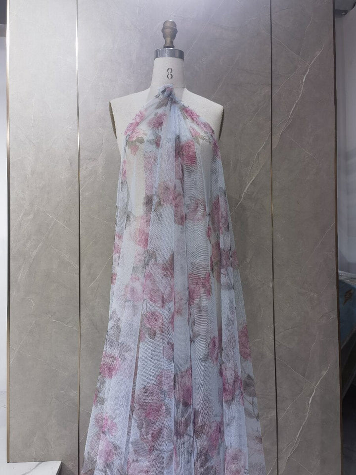 Elegant Long Flare Sleeve, A Line, Prom Dresses, Printing Tulle Photo Shoot Gown