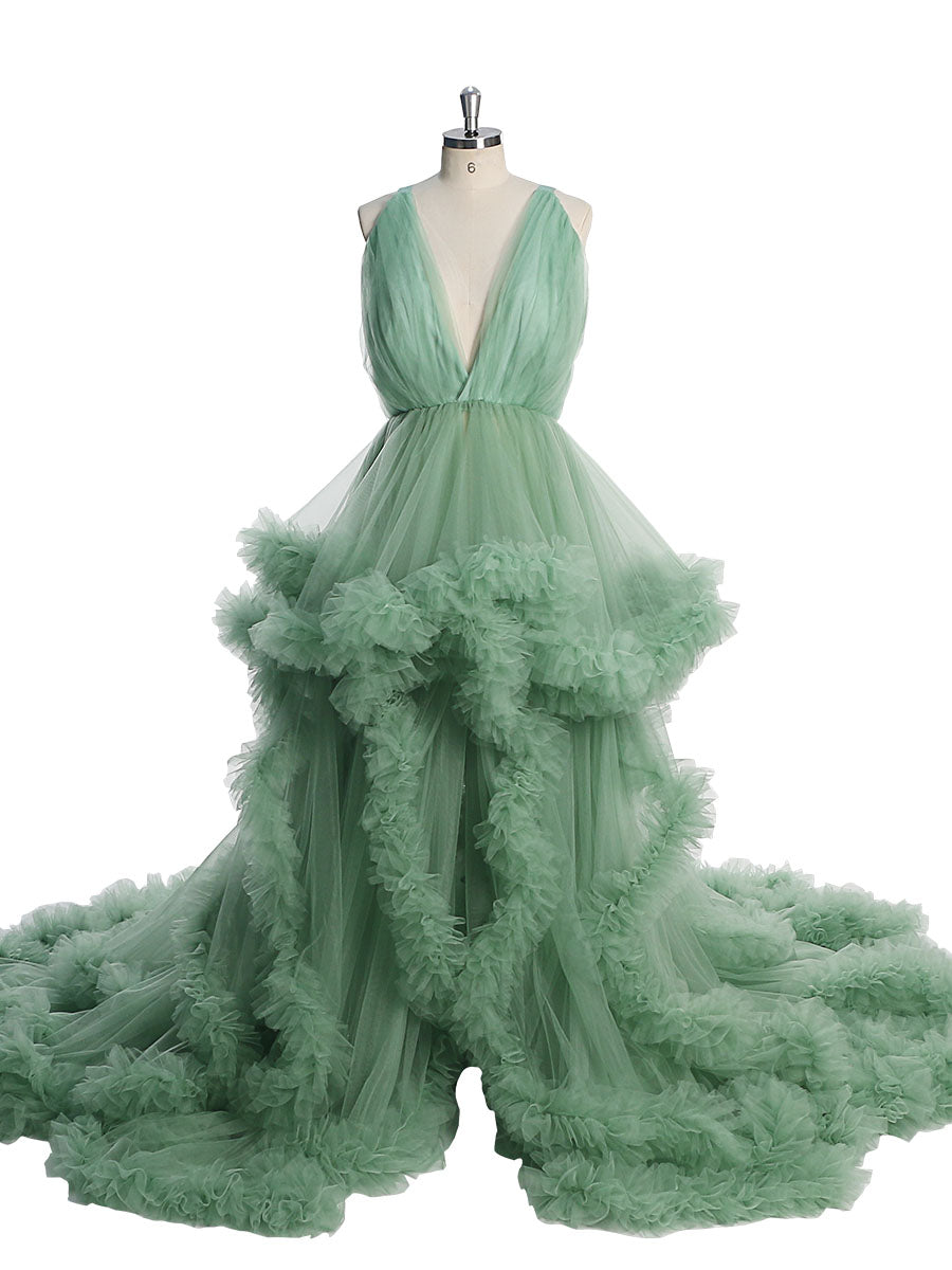 Schwarzes Umstands-Fotoshooting-Kleid mit V-Ausschnitt, gekreuzte Schnürung am Rücken, Babyparty-Kleid, Robe für Fotoshooting, YW220516 