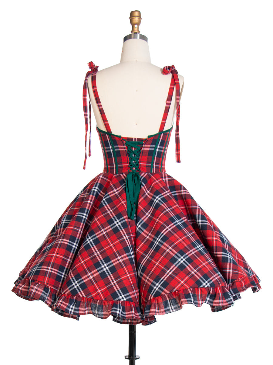 Vintage Weihnachten Plaid Kleid A-Linie Party Tartan Kleider YW243106 