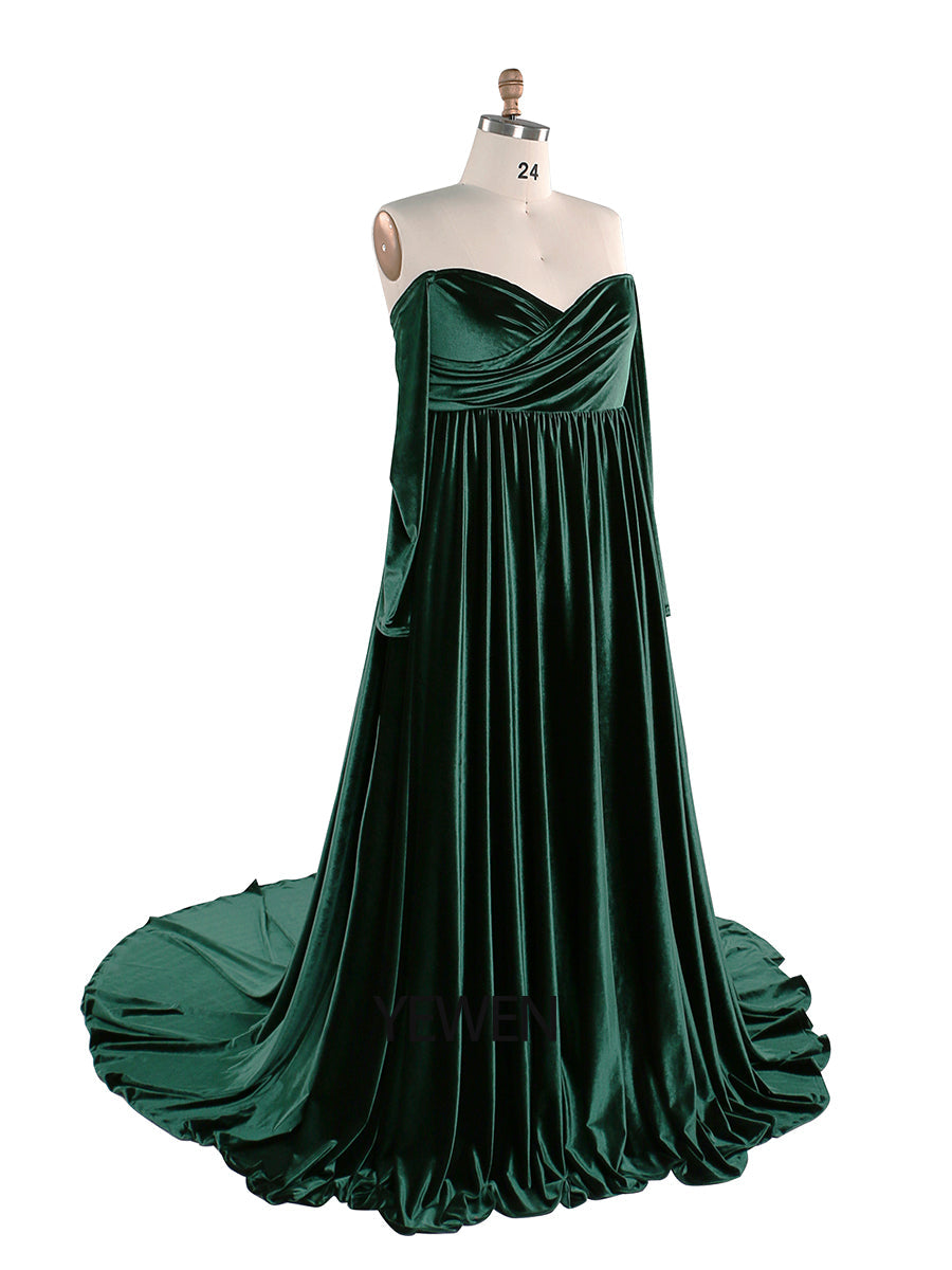 Stretch-Samt-Boho-Kleid für Damen in Übergröße, lange Ärmel, zauberhaftes Kleid für besondere Momente, Schwangerschafts-Fotoshootings, Kleid YEWEN YW220827 