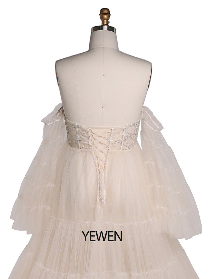 Elegantes Umstandskleid aus Tüll mit Glitzersteinen für die Fotografie, Fotoshooting-Kleid für Frauen, YW220411 