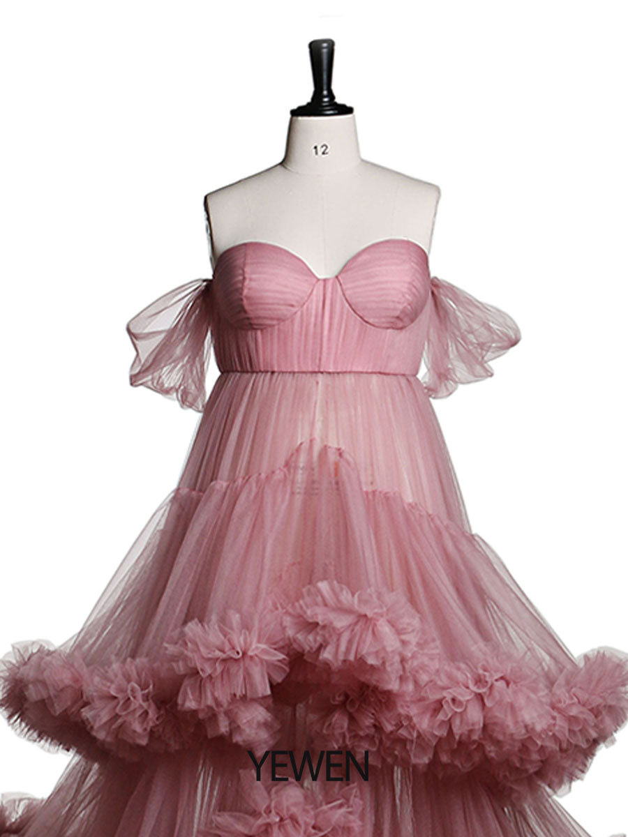 Schulterfreies Umstandskleid mit Herzausschnitt für Fotoshootings, Schwangerschaftsfotografie, Robe, Babypartykleid YW21022 