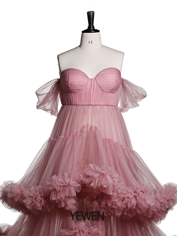 Schulterfreies Umstandskleid mit Herzausschnitt für Fotoshootings, Schwangerschaftsfotografie, Robe, Babypartykleid YW21022 