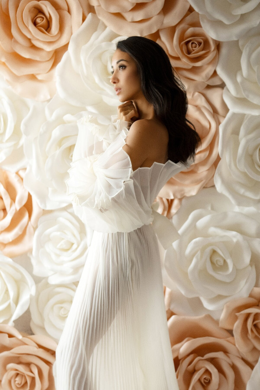Fashion Organza Pleated  Maternity Dress for Photo Shoots , Dress for Pregnancy Photo Shoot
