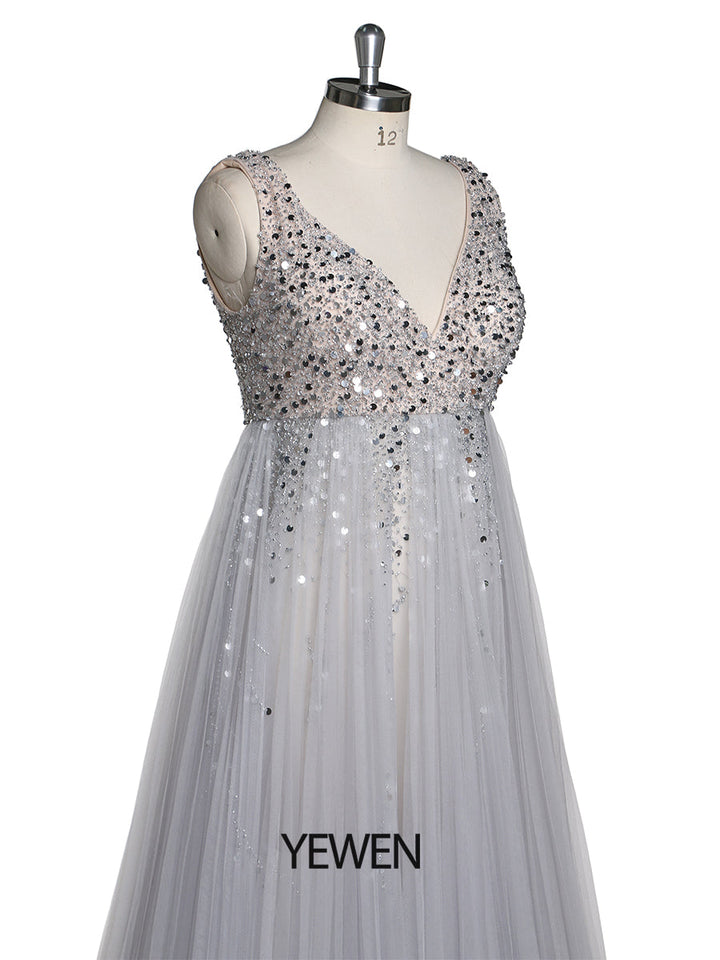 Silbernes Abendkleid aus Tüll mit Perlenbesatz, Umstandskleid für Fotoshootings, Schnürung hinten, Schwangerschaftsfotografie, Robe, Babypartykleid 