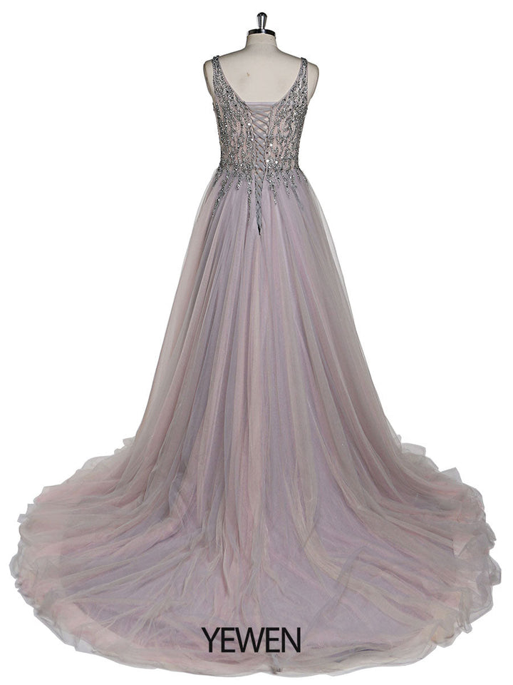 V-Neck Beaded Evening Dresses Prom Dress Elegant Sleeveless Maxi Dress Photo Shoot Dress