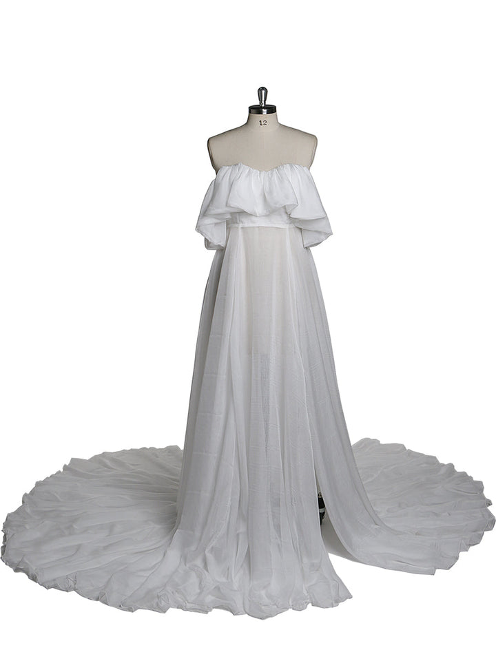 Abendkleid aus Seidenchiffon, schulterfrei, Umstandskleid für Fotoshootings, Fotografie-Kleid, individuell anpassbar, Übergröße YD21106 