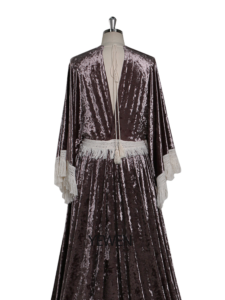 Stretch-Samt-Boho-Kleid, zauberhaftes Kleid für besondere Momente, Schwangerschafts-Fotoshootings, Kleid YEWEN YW220820 