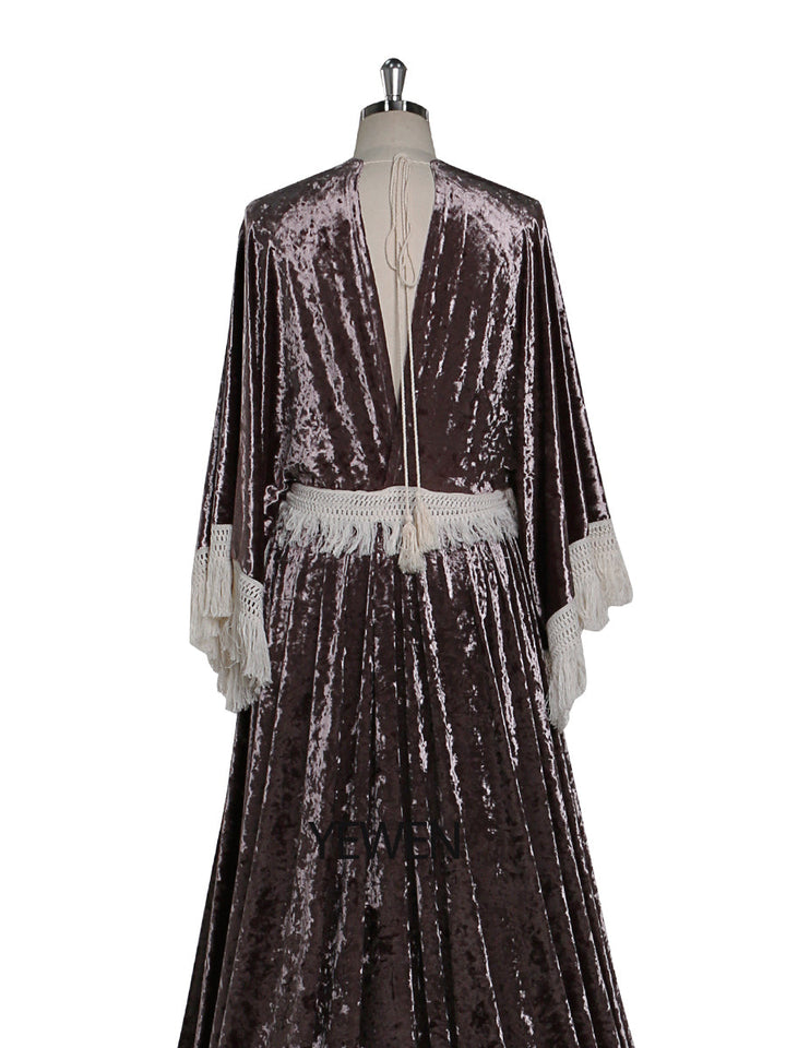 Stretch-Samt-Boho-Kleid, zauberhaftes Kleid für besondere Momente, Schwangerschafts-Fotoshootings, Kleid YEWEN YW220820 