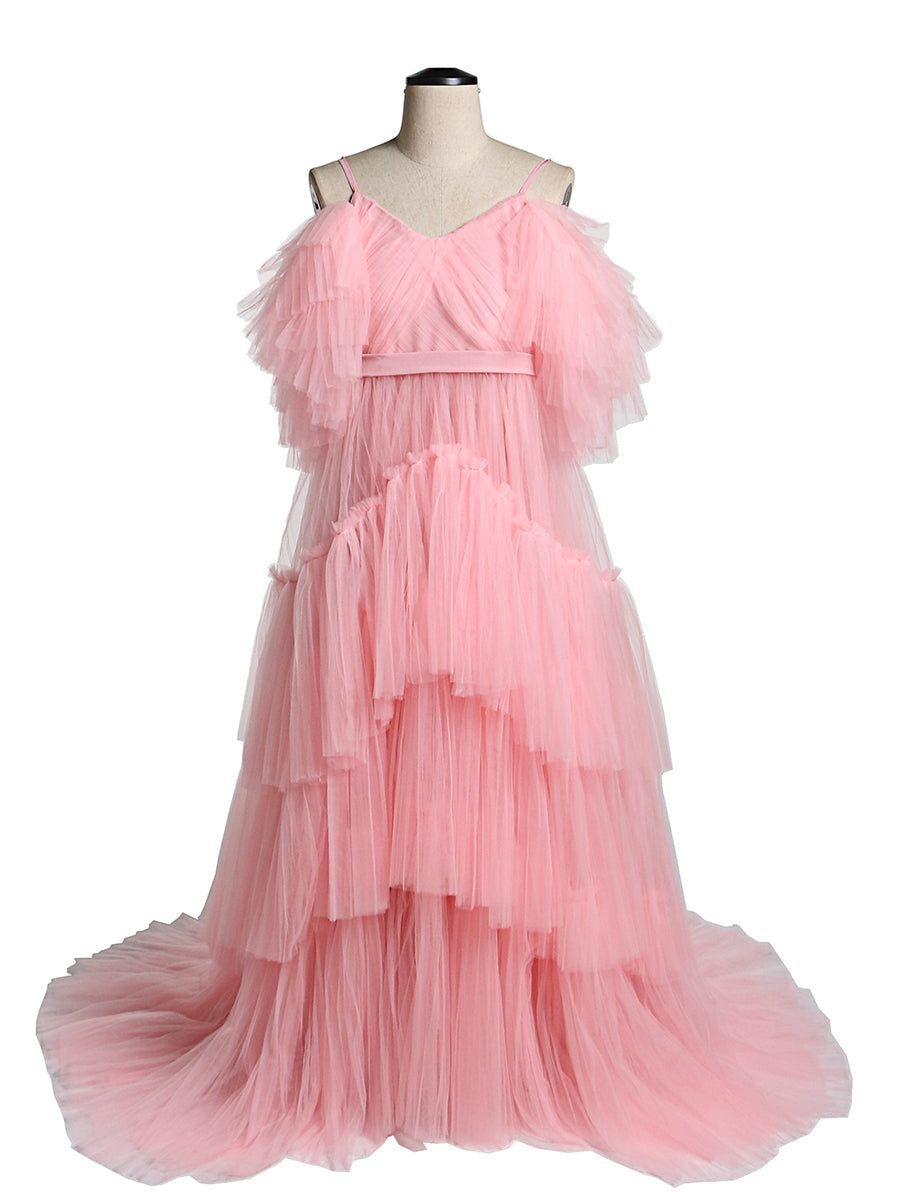 V-Ausschnitt Erstkommunionkleider für Mädchen Weicher Tüll Blumenmädchenkleider Prinzessin Partykleid Fotoshootingkleid 