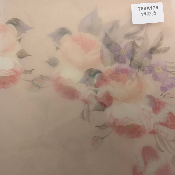 Trägerloses Umstandskleid Fotoshooting Print Floral Seide Weicher Organza Frau Maxikleid Seitenschlitz YW231002 