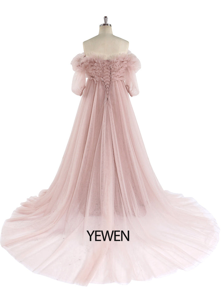 Tüllkleid Staubblaues Kleid Langes Fotoshooting Frau Bunte Hochzeitsgastkleider YW220909 