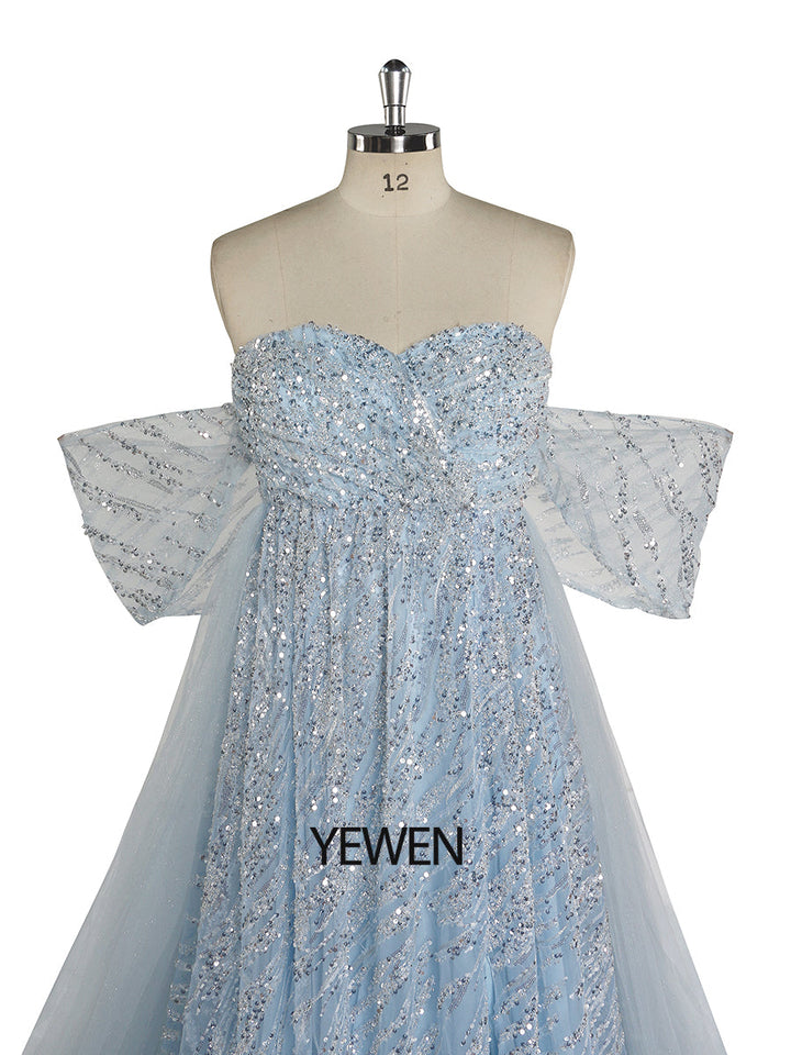 Abendkleid aus Tüll mit funkelnden Pailletten und hoher Taille, Umstandskleid für Fotoshootings, Fotografie-Requisiten, Schnürung am Rücken, YEWEN 