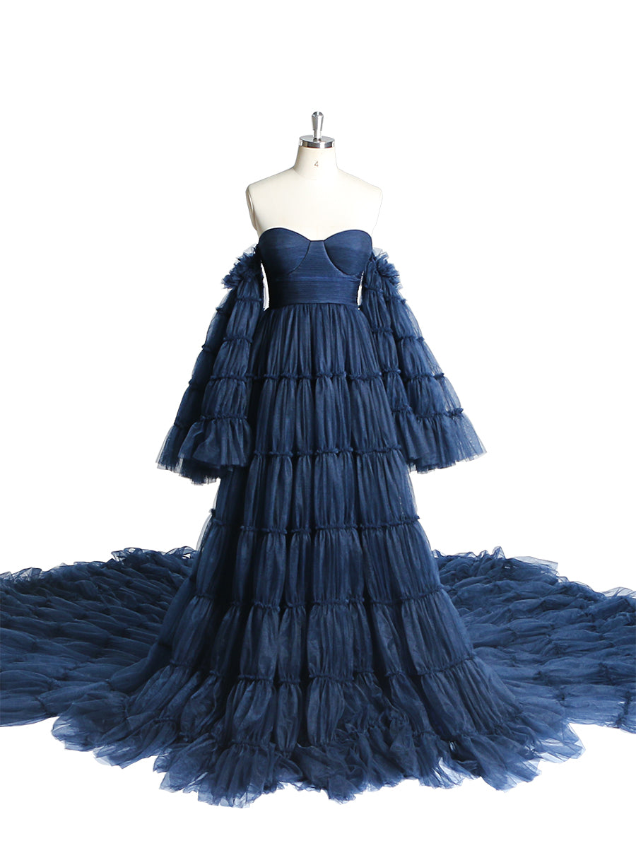 Burgunderrotes Tüllkleid, lang, großer Rock, Umstandskleid für Babyparty, Fotografie, Kleider, YEWEN YW220825 