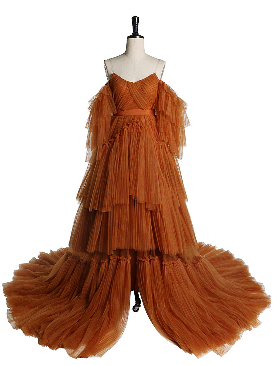 Sexy schulterfreies Umstandskleid mit Rüschen und Schnürung, Abendkleid für Fotoshootings, YW2051 