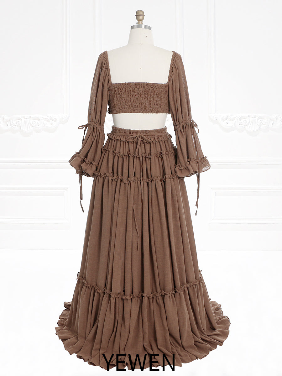 2 Piece Set, Long Sleeves , Cotton Woman Maxi Dresses for Photo Shoot, Fancy Photography Props