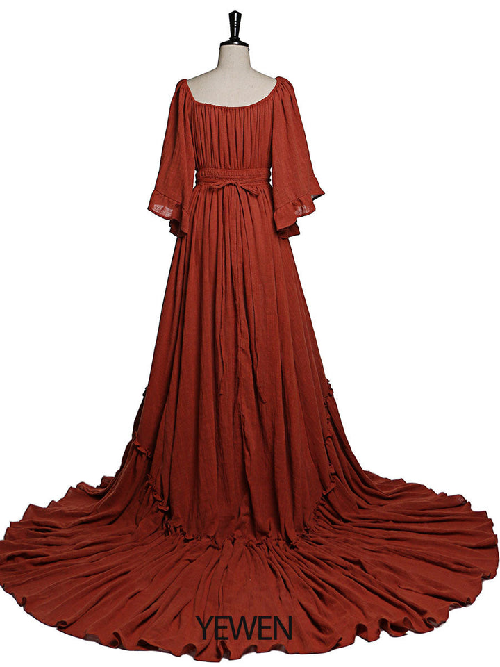 Abendkleider mit ausgestellten Ärmeln und Stretch-Ausschnitt, Fotografie-Kleid, Babyparty-Kleid für Schwangere, YEWEN 2021 YD21829