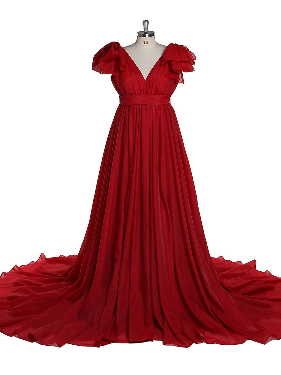 Umstandsbrautkleider aus Seide mit langer Schleppe, Umstands-Fotoshooting-Kleid für Babyparty, YW221102 