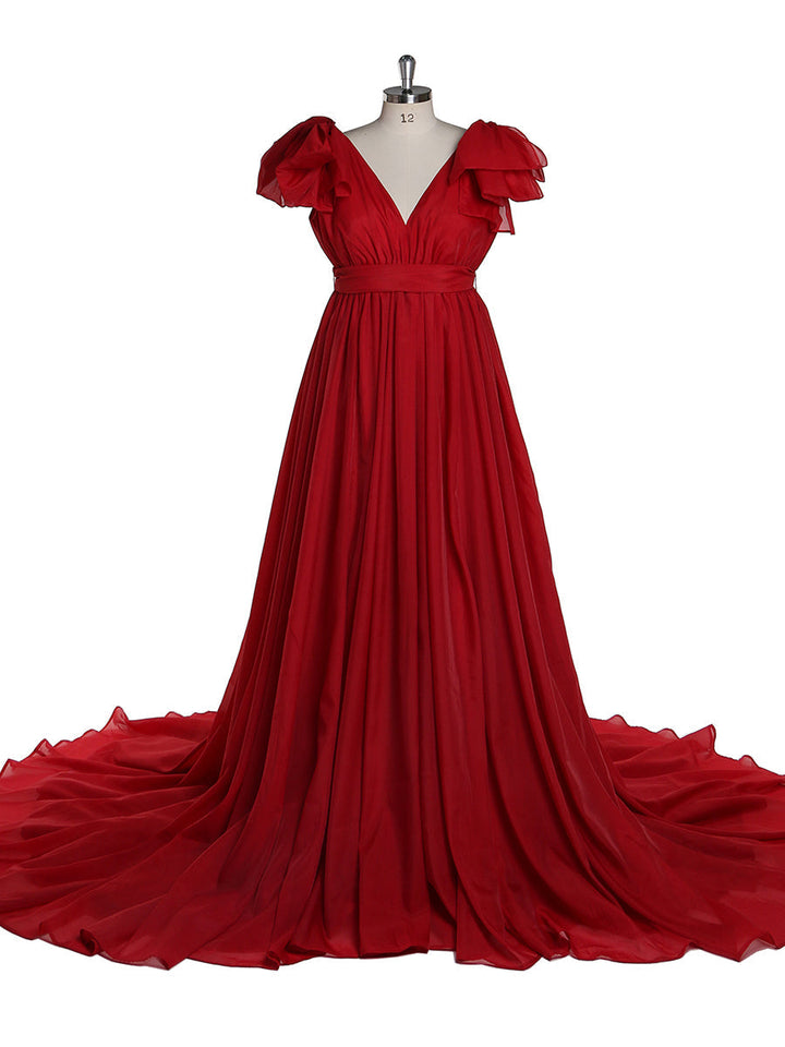 Umstandsbrautkleider aus Seide mit langer Schleppe, Umstands-Fotoshooting-Kleid für Babyparty, YW221102 