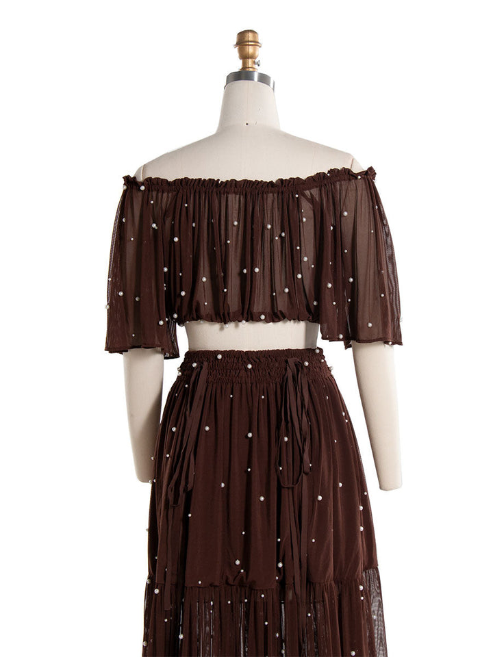 Weiches, dehnbares Mesh-2-teiliges Set-Kleid für Fotoshootings, Maxikleid für Frauen, Fotografie-Requisiten YW240070