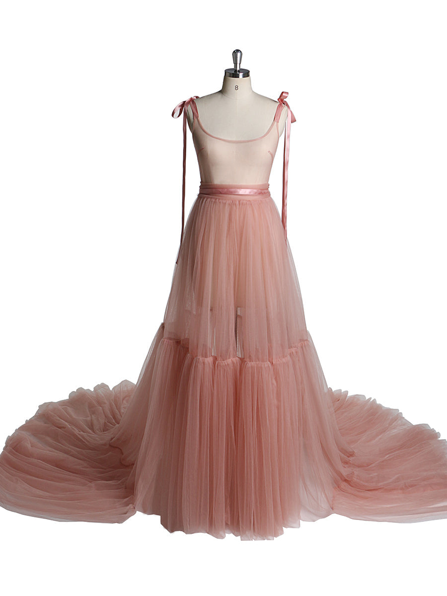 Ärmelloses, sexy Abendkleid mit V-Ausschnitt und Schlitz für Fotoshootings YW2025