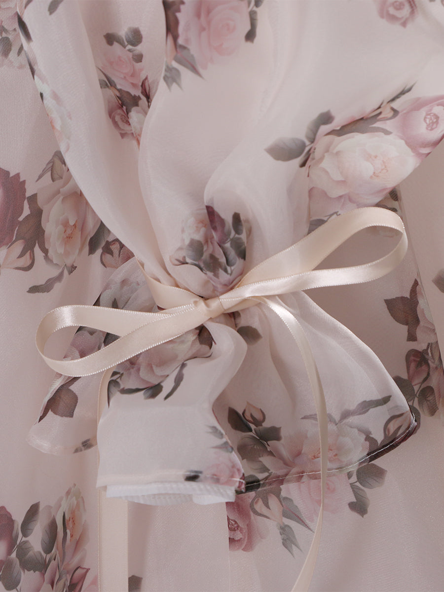 Neues Umstands-Fotoshooting-Kleid aus Organza mit Blumenmuster YW240058 