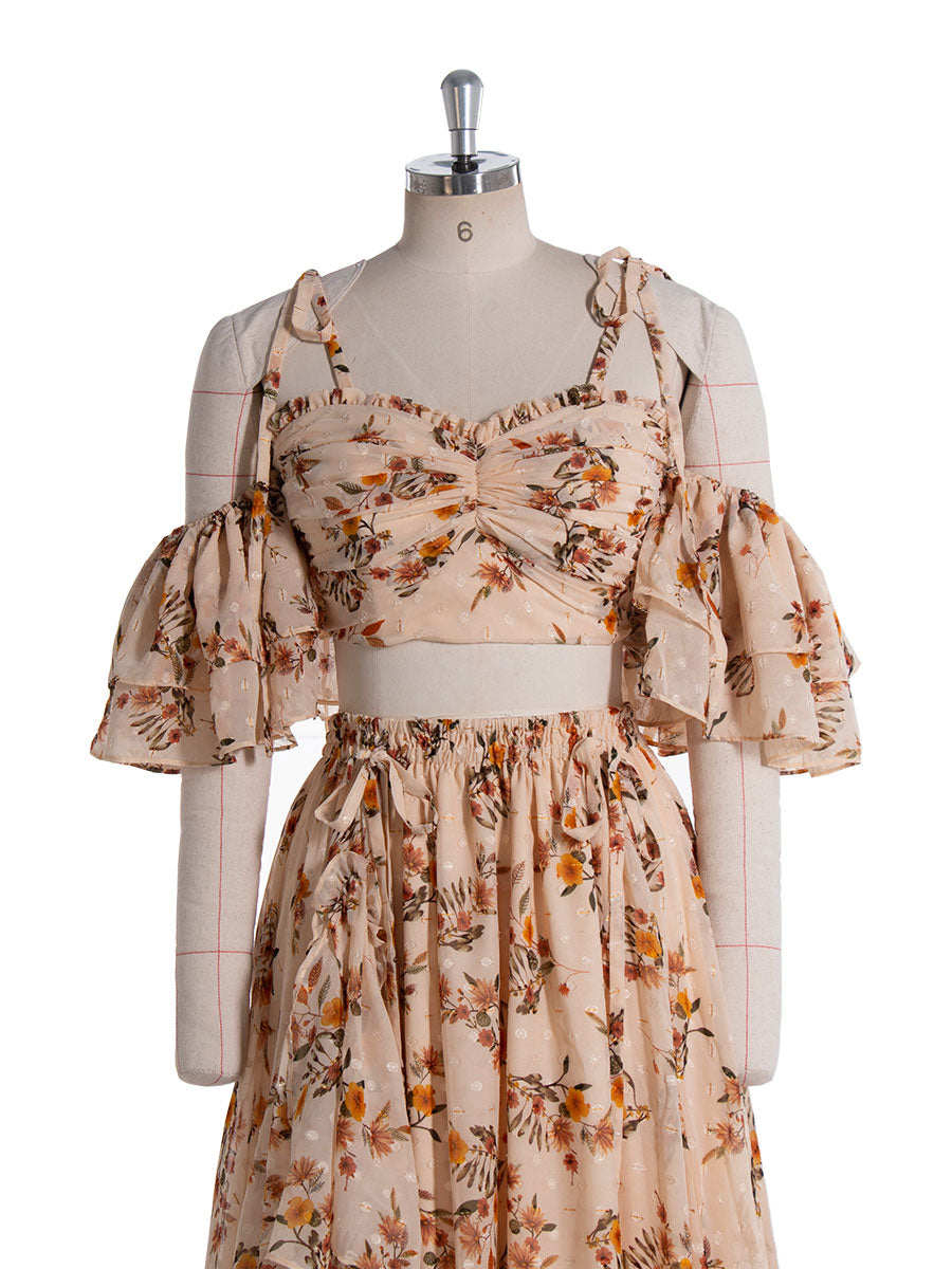 Boho 2 Piece Set , Printed Floral Dress , Woman Maxi Dress ,Photography Props Outfits