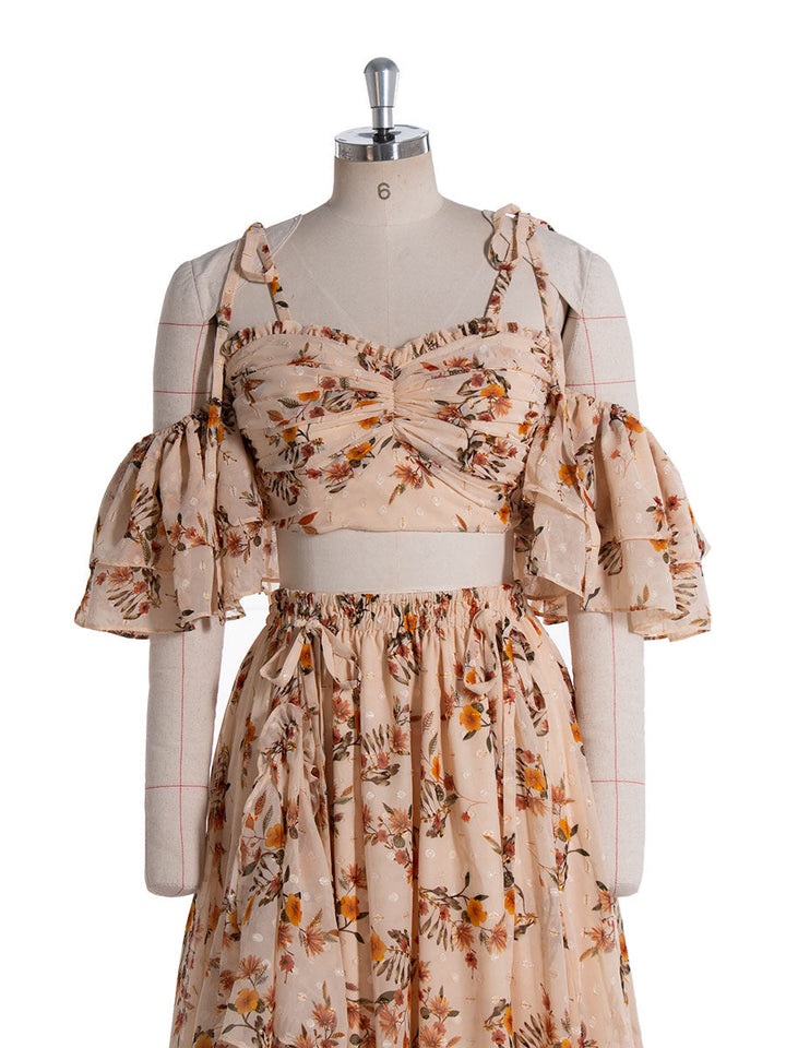 Boho 2 Piece Set , Printed Floral Dress , Woman Maxi Dress ,Photography Props Outfits