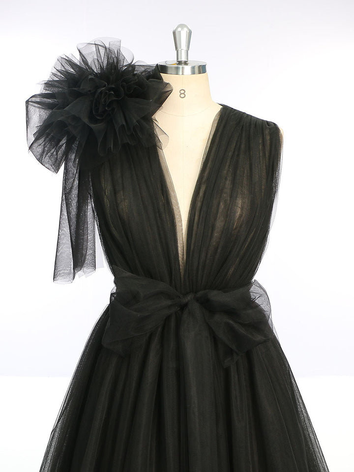 Schulterrüschen Tüllkleid Fotoshooting Robe Umstandskleid für Hochzeitsgäste YW231051 
