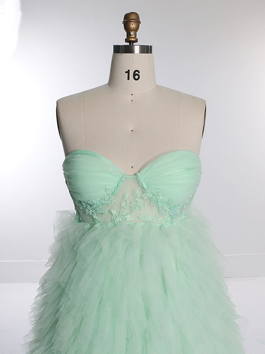 Elegantes Tüll-Brautkleid mit Perlenstickerei Spitze Umstandskleid für Fotoshooting YEWEN YW220924-1 
