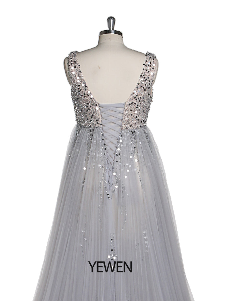 Silbernes Abendkleid aus Tüll mit Perlenbesatz, Umstandskleid für Fotoshootings, Schnürung hinten, Schwangerschaftsfotografie, Robe, Babypartykleid 