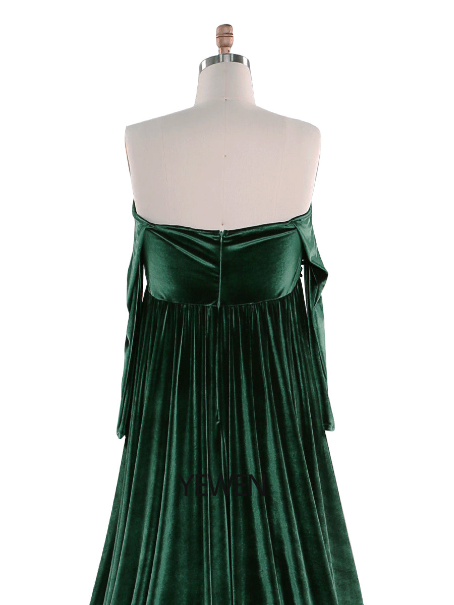 Stretch-Samt-Boho-Kleid für Damen in Übergröße, lange Ärmel, zauberhaftes Kleid für besondere Momente, Schwangerschafts-Fotoshootings, Kleid YEWEN YW220827 