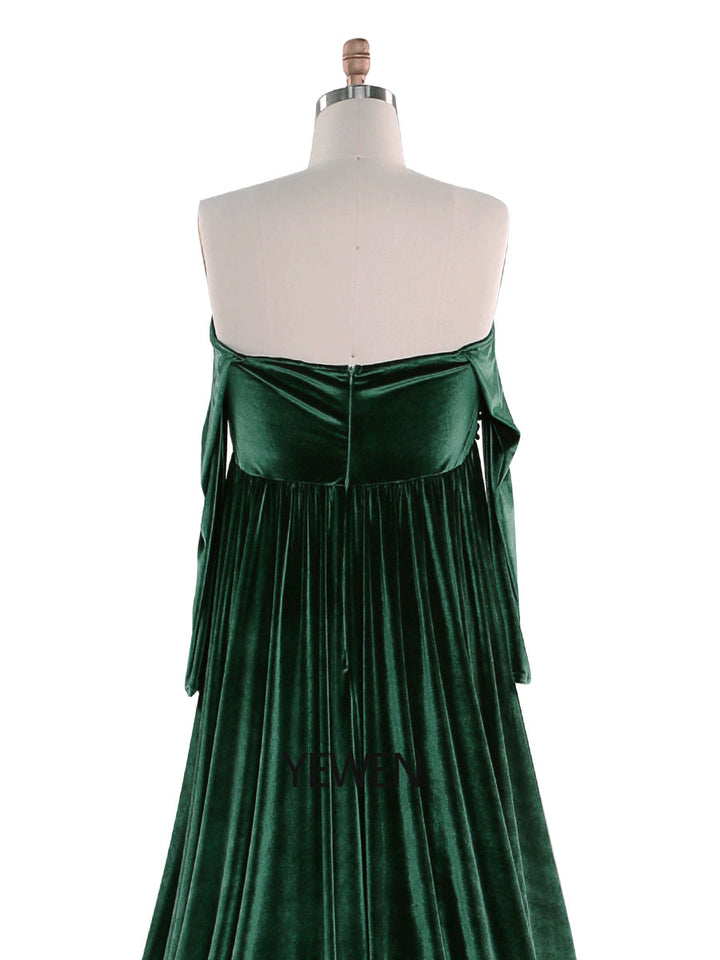 Stretch-Samt-Boho-Kleid für Damen in Übergröße, lange Ärmel, zauberhaftes Kleid für besondere Momente, Schwangerschafts-Fotoshootings, Kleid YEWEN YW220827 